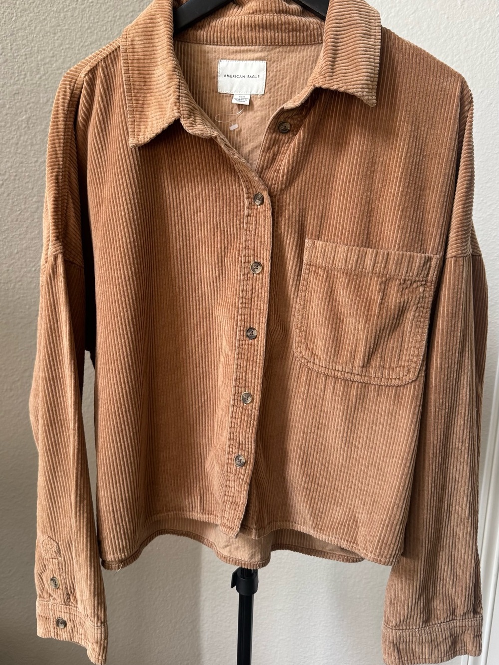 American Eagle Outfitters Corduroy Button-Down Shirt - Tan Brown